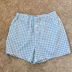 Blue Plaid Cotton Boxer Shorts